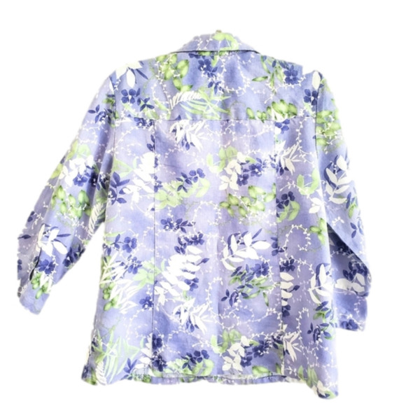 2/$35 Sale JM Colection 100% Linen Jacket-Blouse Lilac Print Size 12 Like New - Picture 4 of 12